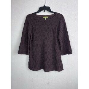 Sigrid Olsen Sweater Womens Large Brown 3/4 Sleeve Pullover Top